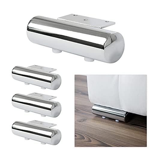 P17- PISTOIA | Set 4 Pies Metálicos + 16 Tornillos | Acabado: Cromo | Dimensiones: 40 x 140 | Pies y Patas para Muebles, Cama y Mobiliario