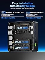 GMKtec M6 Ultra Gaming Barebone Mini-PC Ryzen 5 7640HS (aufgerüstet auf 6600H/6800U), KEIN RAM, KEINE SSD, Dual-NIC-LAN 2,5 GbE Mini-Computer, dreifaches 4K-Display, WiFi 6, USB4, BT 5.2, DP, HDMI 2.0 – Ansicht 4