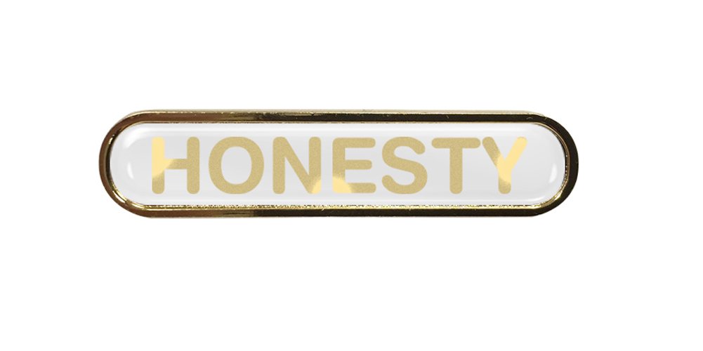 Capricornone Honesty Gel Domed School Bar Badge - White