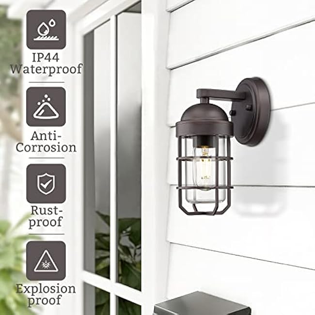 Emliviar Farmhouse Outdoor Wall Light Exterior Wall Lantern Industrial Oil Rubbed Bronze Finish GE255B ORB
