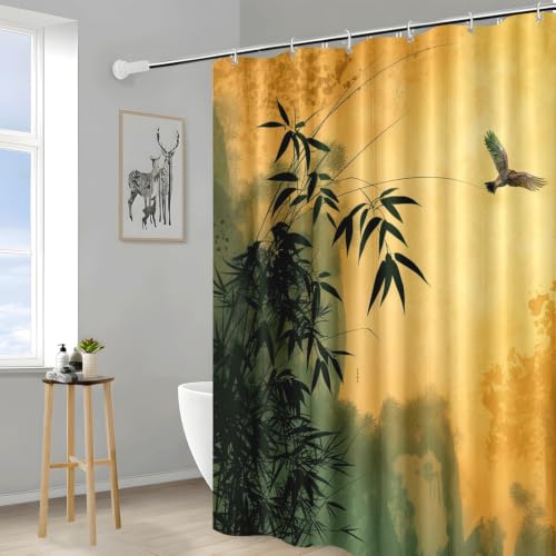 Rideau douche animaux vert foncé en polyester lavable pour baignoire 180x180cm avec 12 crochets - 4