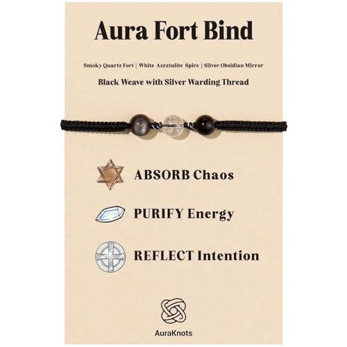 HarmonyGuard Crystal Energy Bracelets Set - Wealth, Emotional Support & Protection Hand-Knotted Rope with Natural Gemstones, Adjustable for Women Men. (Aura Fort Bind)