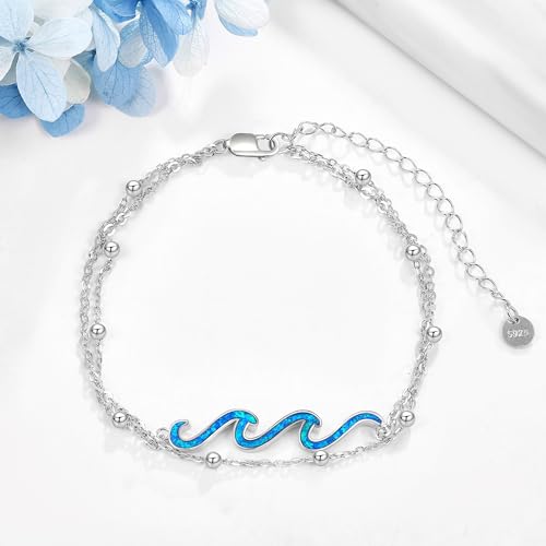 YFN Wave Bracelet 925 Sterling Silver Opal Ocean Wave Layered Bracelets Ocean Beach Women Jewelry Gifts4