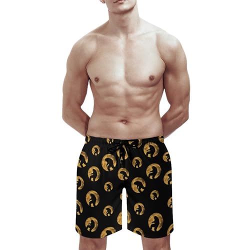 Bigfoot in Moon Mens Swim Trunks Quick Dry Beach Swimming Shorts with Mesh Lining and Pockets2