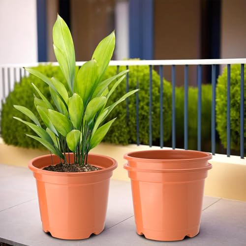 Kuber Industries (Pack of 3) Flower Pot | Fuldani Flower Pot | (8 Inch) Pots for Home, Terrace, Garden | Pots Stand for Plants | Phooldaan for Home D?cor | Synergy Indoor Plant Stand | Orange