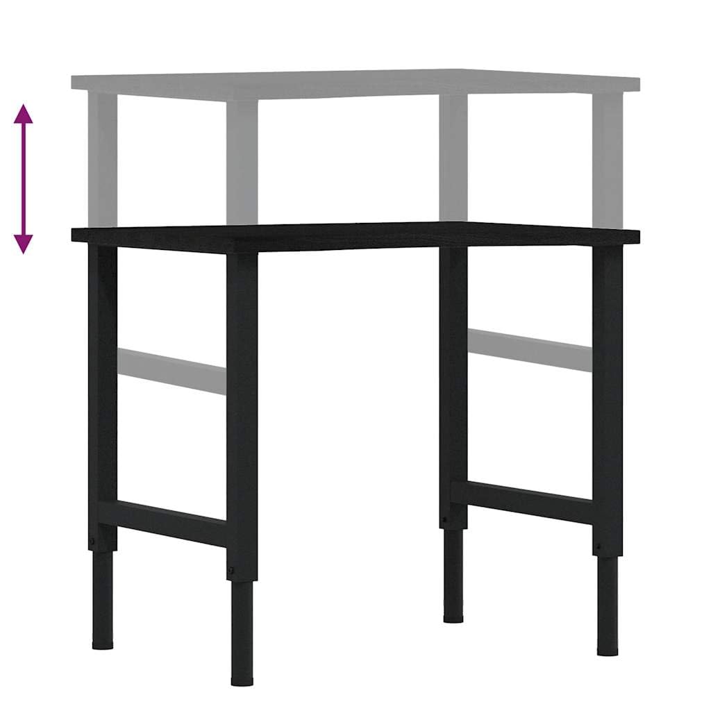 Banco de trabajo de roble macizo marrón oscuro, 80 x 60 x (71,5 – 98) cm, con estructura de metal resistente, gran área de trabajo para trabajos de bricolaje y accesorios de herramientas, versátil