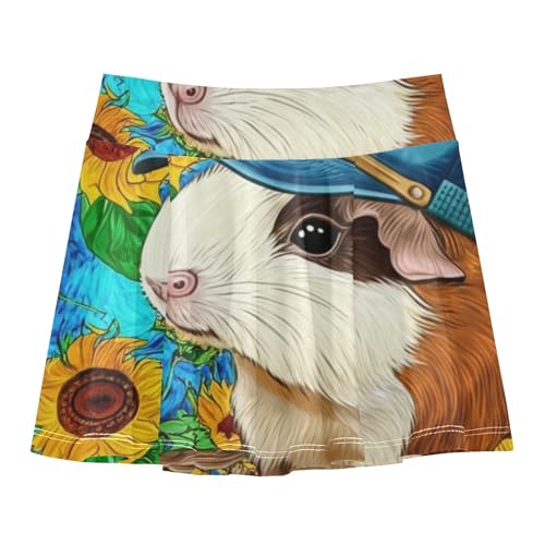 Preppy Athletic Shorts Girls Skorts Skirts with Shorts Teen Skirt Cute Guinea Pig Sunflower 4t
