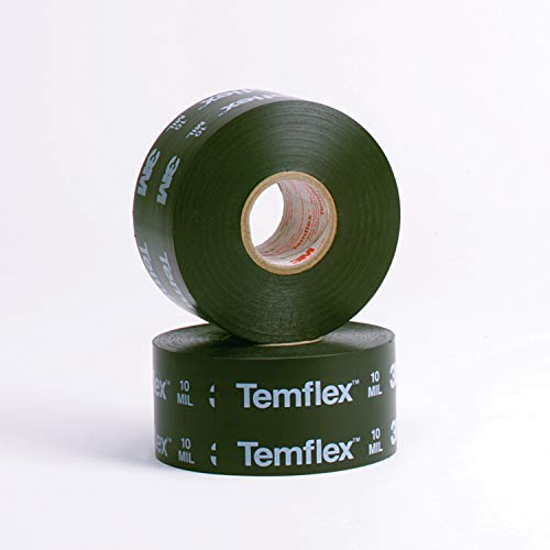 3M Temflex Vinyl Corrosion Protection Tape 1100, Unprinted, 2 in x 100 ft, Black,