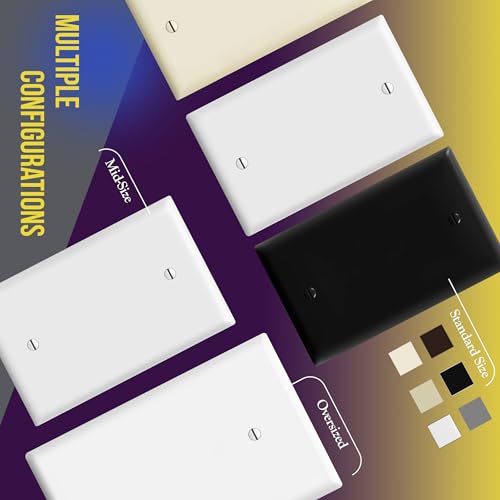 Image of ENERLITES Blank Wall Plate Cover, Gloss Finish, Standard Size 1-Gang 4.50 inch x 2.76 inch, Polycarbonate Thermoplastic, Electrical Covers for Unused Outlets /Switches, 8801-W-20PCS, White (20 Pack)