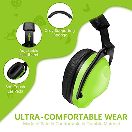 Image of ZOHAN Kids Ear Protection 2 Pack, 25dB NRR Noise Cancelling Headphones for Kids, with Pillowy Pads, for Monster Truck, School, Autism, Sensory, Fireworks, Concerts, Events (Orange+Green)