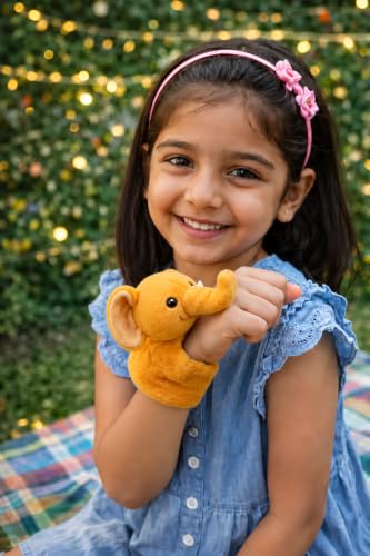 Image of Cute Animal Fur Plush Slap Wristband for Kids -Soft Toy Bracelet, Adjustable Snap Band for Boys & Girls