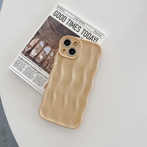 wahhle Water Ripple Pattern Curly Wave Frame Soft Cute Phone Case Cover for Men Women Girls(iPhone 12 Pro Max,Yellow)