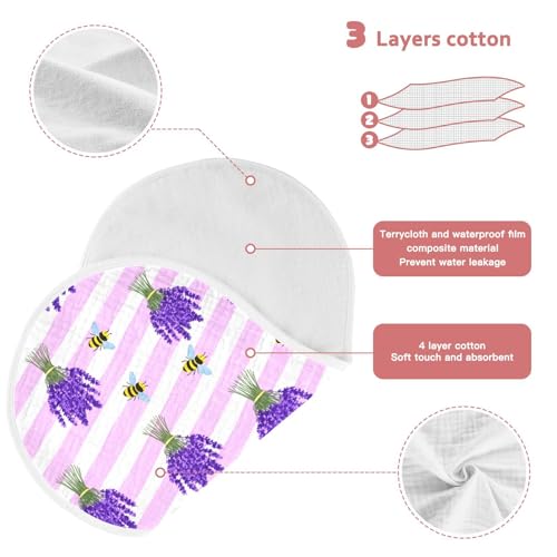 Lavender Bee Stripe Baby Burp Cloths Burp Clothes Rags Muslin Burp Cloths Soft Burping Cloths for Babies Burp Cloth Bib Baby Washcloths for Baby Boy Girl Wipes 22x11IN,2 Pack4