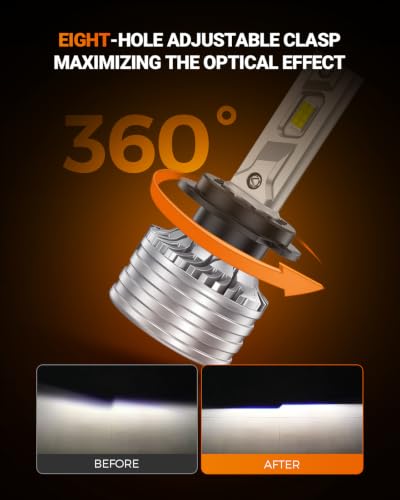 Image of SEALIGHT H7 Bulbs, 120,000LM 1700% Brightness, H7 6500K Cool White LED Bulbs, IP68 Waterproof 80,000Hrs Lifespan, 5X Heat Dissipation Driving LED Bulbs, Plug and Play, 2 Pack