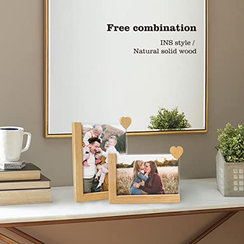 Semeth Picture Frame 2 Pack, Wooden Photo Frames With L Wood Base And High Definition Acrylic Glass Covers For Tabletop Or Desktop Photo Display (4X6,Yellow) #TOP1