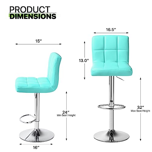 Magshion Bar Stools Set Of 2, Adjustable Kitchen Island Chairs Counter Height Barstools Swivel No Armrest Pu Leather Chair #TOP2