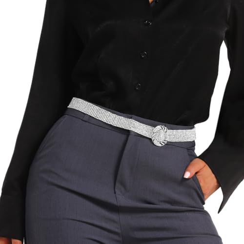 Silver Rhinestone Belts Fashion Sparkly Chain Belts for Women3