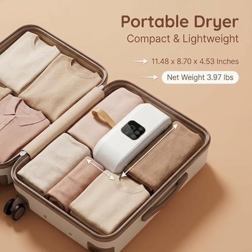 Image of Portable Electric Clothes Dryer with Digital Display | Fast Drying Machine for Clothes, Baby Wear & Towels - Compact Foldable Dryer for Home, Travel & Rainy Season Use