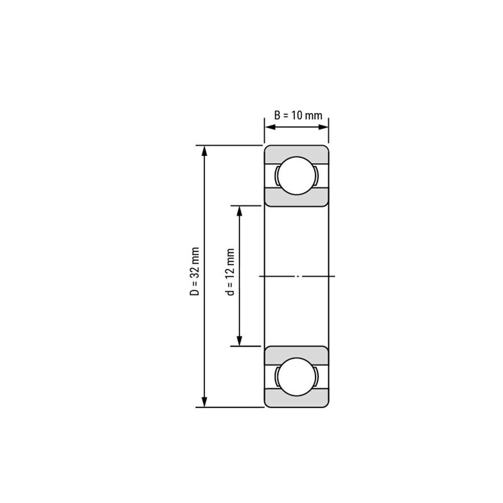 6201 Offenes Rillenkugellager ABEC-3 P6 for Motorräder Kurbelwellenkugellager ohne Fett 12 * 32 * 10 mm