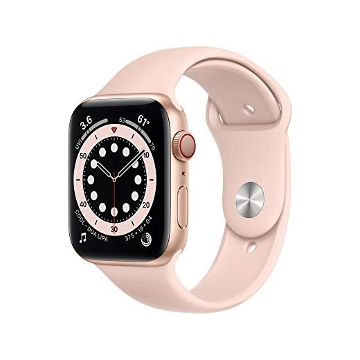 Nyhet Apple Watch Series 6 (GPS + Cellular) • 44 mm aluminiumboett guld • sportband sandrosa