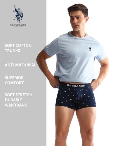Image of U.S. Polo ASSN. Mens OET14 Anti Microbial Printed Underwear Trunks - Pack of 3