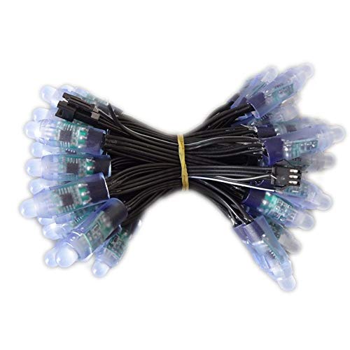 Lansan 400pcs WS2811 Round Individually Addressable RGB LED Pixels Light 12mm Diffused Digital Color Changing LED Light DC 12V IP68 Waterproof 800Khz 20AWG (Black)