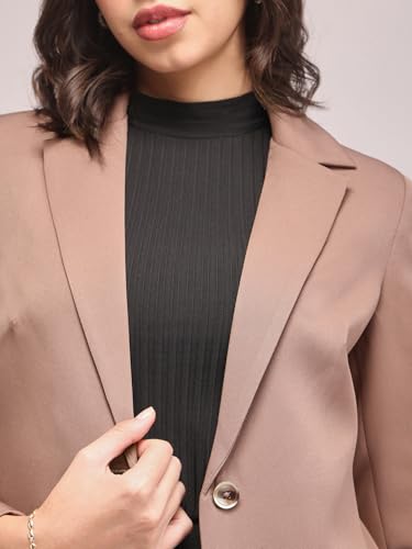 Image of FableStreet Women's Blazer | Tailored Fit Single-Breasted Design with Notch Lapel & Welt Pockets | Smooth Woven Texture for Work & Business Casual Wear