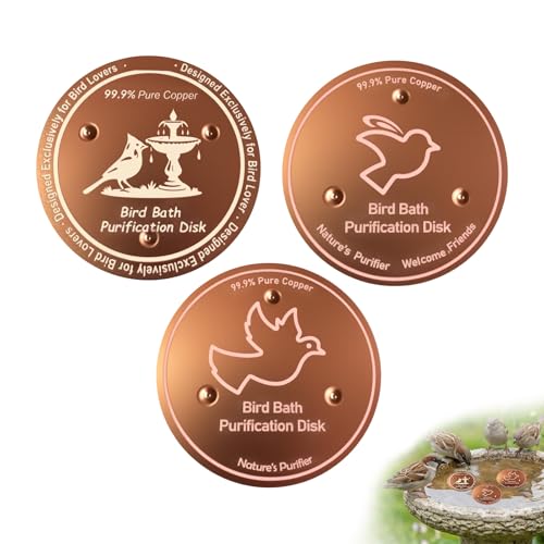 XdealCozyxc 3 Pcs 99.99% Bird Bath Copper Disk 0.6mm Bird Bath Purification Disc for Physical Clean Water All Season Outdoor Birdbaths