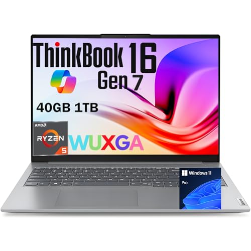 Lenovo ThinkBook 16 G7 16' WUXGA FHD+ Business Laptop, Powerful Ryzen 5 7533HS (Beat i7-1355U), 16GB DDR5 RAM, 512GB PCIe SSD, Fingerprint, HDMI, SD Card Reader, RJ-45, Wi-Fi 6, BT5.3 Windows 11 Pro