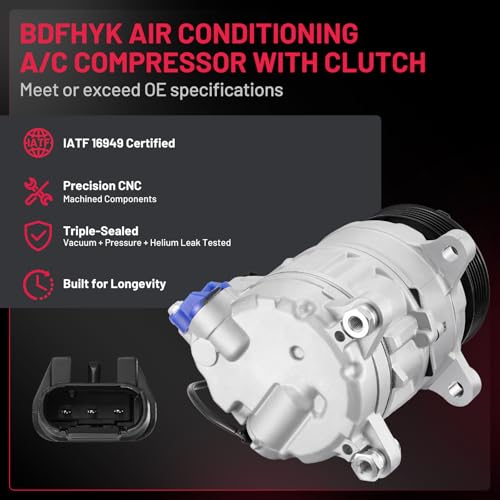 BDFHYK 197364 Air Conditioning A/C Compressor with Clutch Compatible with BMW X5 320i 328i 428i 528i 535i 228i 328d 535d 740Ld GT xDrive Gran Coupe 2013-2018
