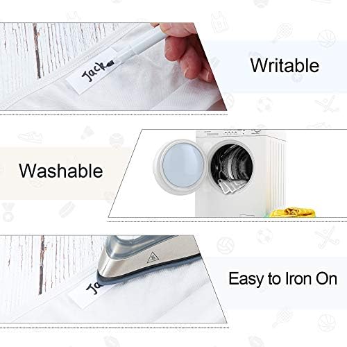 Writable Iron on Clothing Labels Precut Iron on Fabric Labels Personalized Clothing Name Labels Tags with 2 Pieces Permanent Fabric Marker for Nursing ...