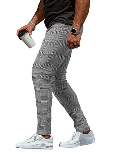 Woenzaia Men's Slim Fit Dress Pants Casual Stretchy Twill Chinos Tapered Skinny Slacks