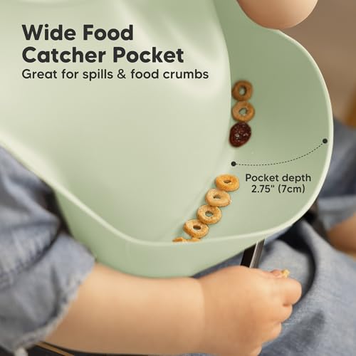 Image of KeaBabies 2-Pack Silicone Bibs for Babies, Toddlers Girl, Boy (Forest) | Sturdy Food-Grade Baby Bibs for Eating, Large Food Catcher, Easy Clean & Put On, Waterproof Baby Feeding Essentials, BPA-Free