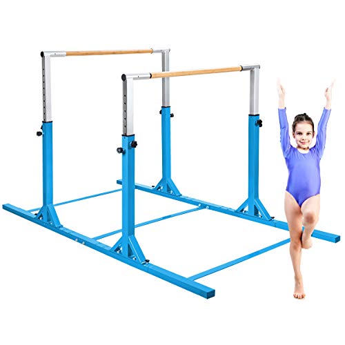 COSTWAY Barres Parallèles de Gymnastique Hauteur Réglable 11 Niveaux, Double Barre Gymnastique Charge 100KG à Largeur Réglable, Entraînement pour Enfants...