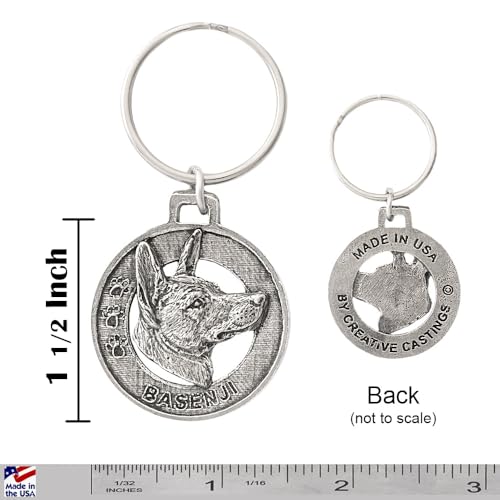 Basenji Keychain, Pewter, D018KC, 1 1/2, 100% Handmade in The USA, Barkless, Dog, Pet, Tag, Metal, Keychain, Key Chain, Key Ring, Key Fob, Gift, Over 90 Dog Keychains2
