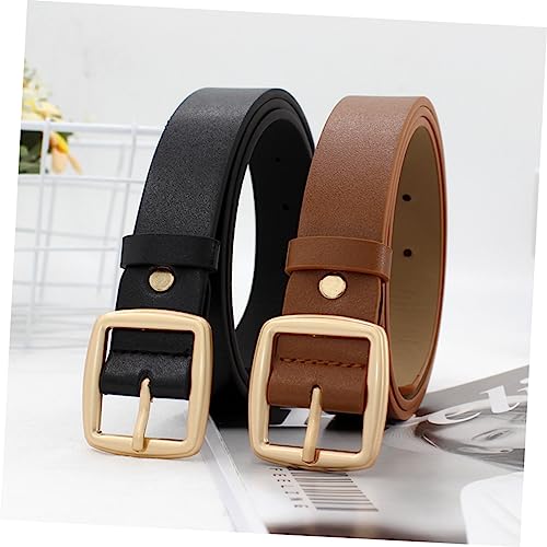 PartyKindom Adjustable Women's Leather Casual Belt with Square Waistband for Ladies Fashion and Everyday Wear2