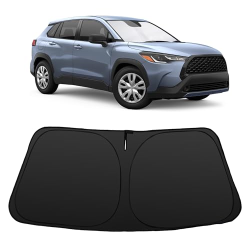 Image of Windshield Sun Shade for 2022-2026 Corolla Cross(Not for Corolla) Toyota | Full covered for windshield, Block UV Rays, Heat Reduction, Easy to install, Keeps Car Cooler