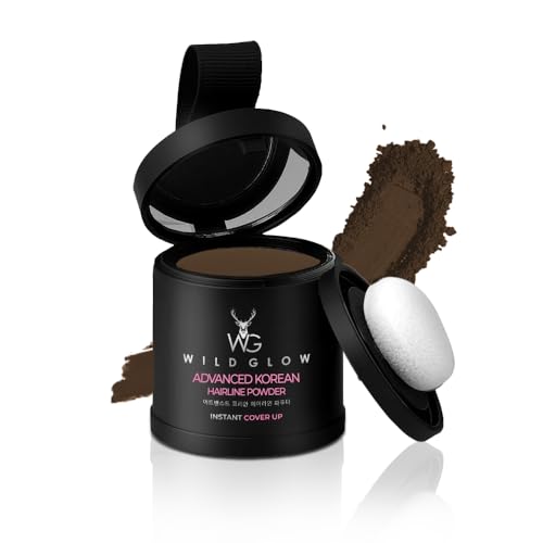 Image of WILDGLOW Korean Hairline Cover-Up Powder Brown 10gm | Instantly Covers Grey Roots, Bald Spots, Beard & White Hair | Matte Finish & Long-Lasting | Highly Pigmented Flawless Hair Density Filler