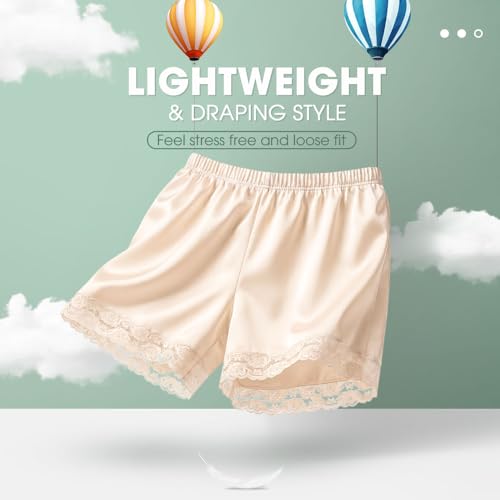 Image of MANCYFIT Satin Bloomers for Women, Lace Hem Slip Shorts