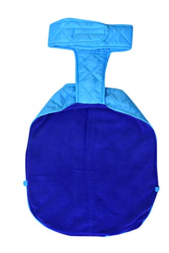 Image of Dogista, Best Winter Dog Coat Jacket with Heavy Fur Ultra Warm Wind & Water Proof in Quilted Stich Line Cloth Blue 18 inch Medium