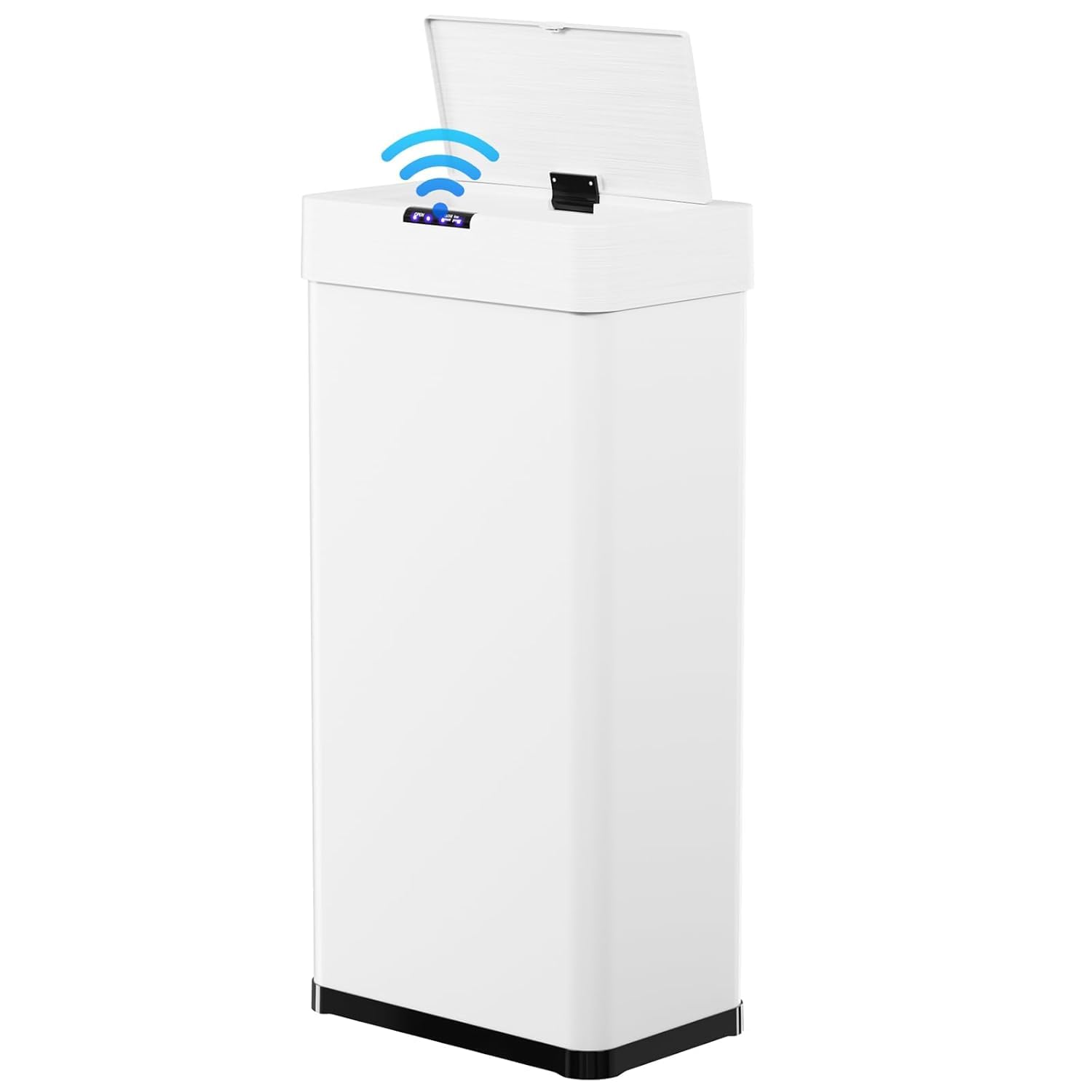 LIFERUN vuilnisbak met sensor, keukenvuilnisbak 60 liter, elektrisch deksel met klemring voor vuilniszakken, automatisch contactloos afvalbak van roestvrij staal, zilverkleurig