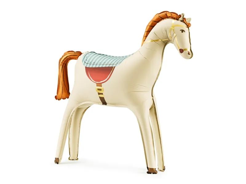 Cream Standing Horse Foil Balloon, 68.5 x 68.5 cm, Party Decoration