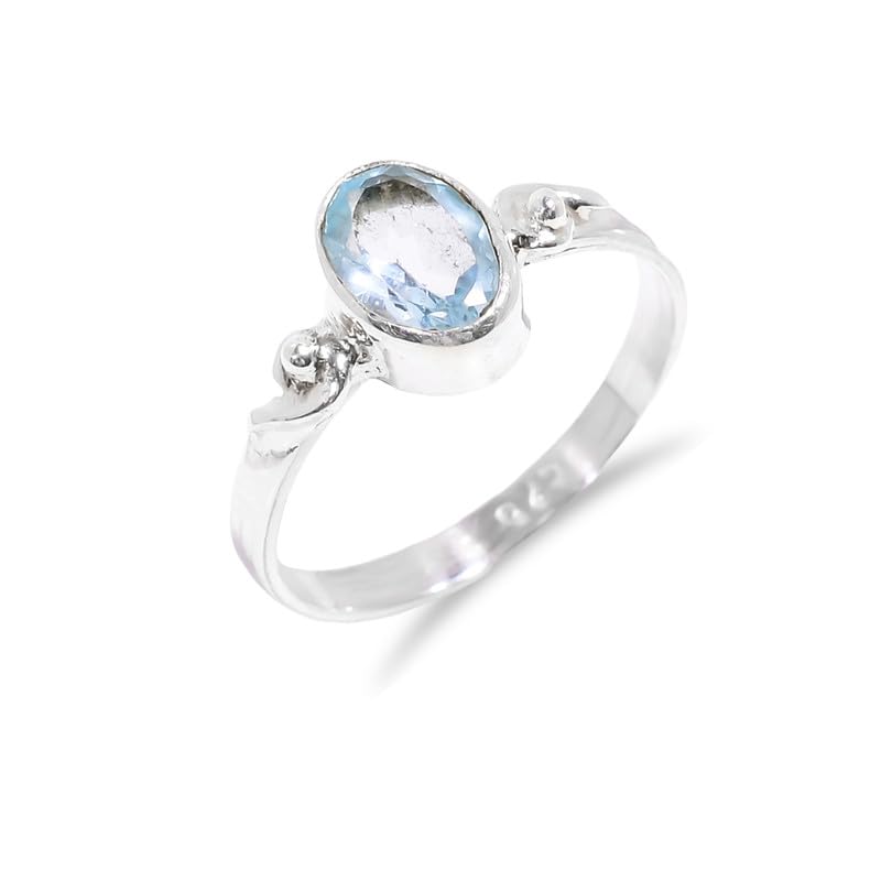 Bague bohème topaze bleue en argent pour sublimer vos tenues d'été