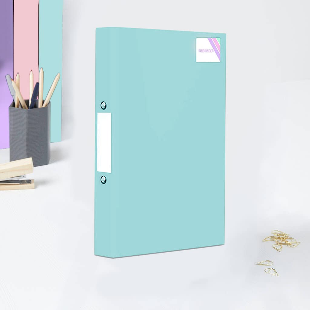 (๐๐๐ญ ๐๐ ๐) A4 Pastel Ring Binders 40mm - Two D-Rings Spine PP Covered File Organiser (Qty - 5, A4 Ring Binders, Mint Green) โ image 1