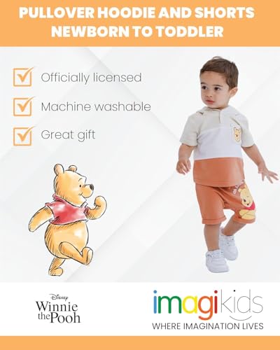 Disney Winnie the Pooh 2-Piece Hooded Tee and Shorts Set Orange 3-6 Months - image 3