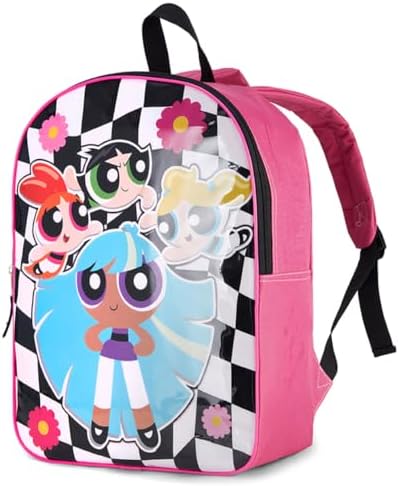 The Powerpuff Girls Backpack for 15” | Cute Bookbag for Kids | Padded Straps & Large Zip Compartment | Back to School Supplies