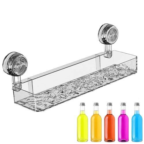Ventòsa Estantería Ducha - Sin Taladro Repisas & Mural Soporte Baño Canasta | Inoxidable Rectangular Organizador para Cocina Encimera, Espejo & Azulejos Almacenaje (Transparente PET Material)