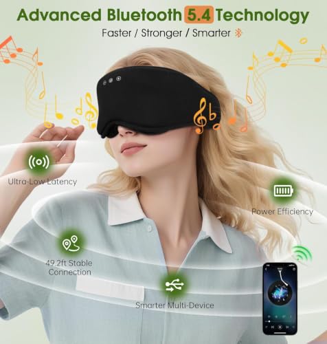LC-dolida 2-in-1 3D Bamboo Cotton Blackout Sleep Mask w/ Bluetooth Headphones (3 colors) - image 4
