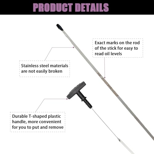 Image of AUCERAMIC 5086843AB Engine Oil Level Dipstick with Black Handle Fit for 2003-2006 Dodge Ram 2500 3500 Pickup 5.9L 2005-2006 Dodge RAM 4000 Diesel 5.9L L6 Turbocharged Stainless Steel