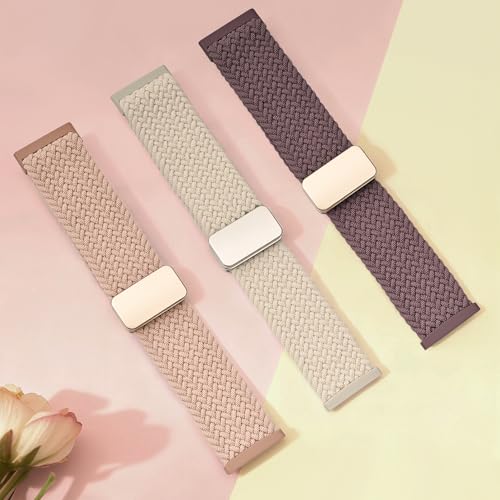 Image of HSWAI Magnetic Braided Compatible with Fitbit Versa 4 Bands for Women /Versa 3 /Sense /Sense 2 Bands, Soft Stretchy Sport Strap Woven Loop Elastic Nylon Wristbands Men